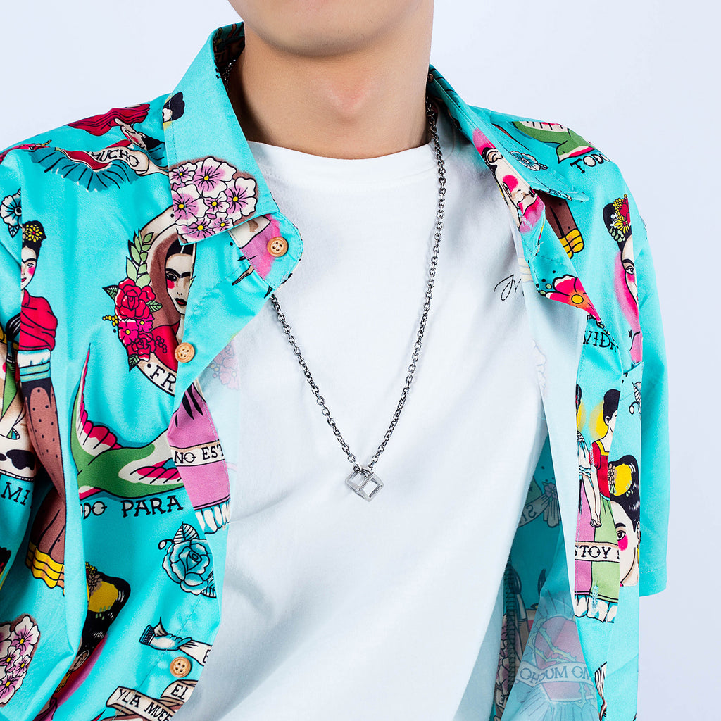 Retro Simple Hollow Pendant Men's And Women's Titanium Steel Necklace